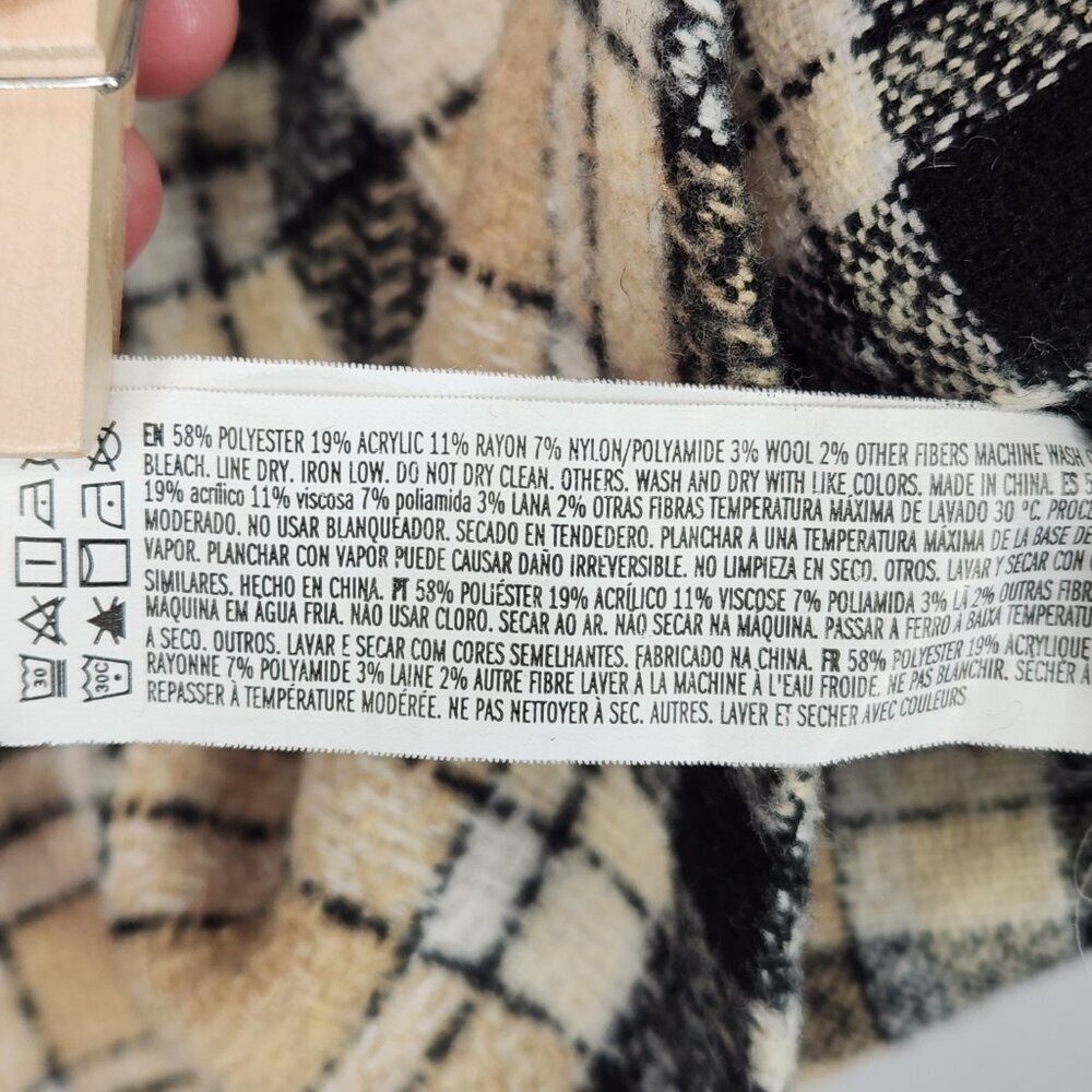 Forever 21 Wool Blend Shacket Womens XS Tan Brown Plaid Flannel Button Up Shirt - Picture 7 of 7